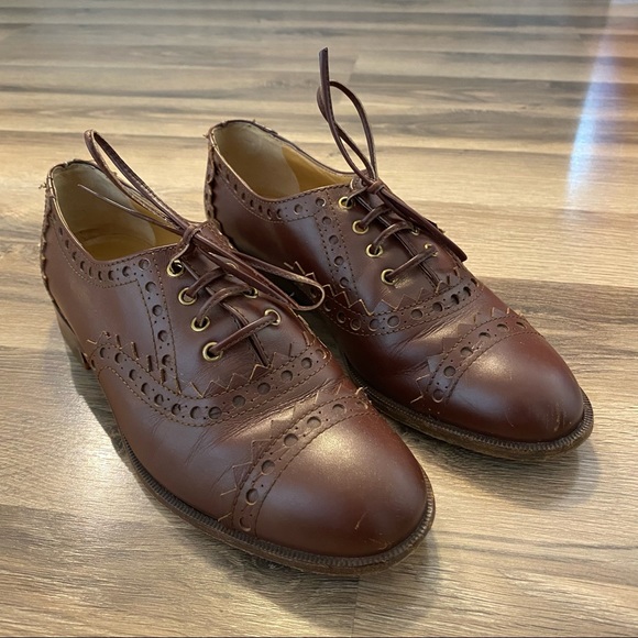 Moschino Brown Leather Lace Up Oxford Shoes - Picture 2 of 9